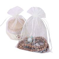 Wuligirl 100pcs Drawstring Organza Bags 5 x 7 Inch Ivory Packaging Seashell Pin Jewelry Lipstick Pouches Baby Shower Party Wedding Favor Decoration Cookies Candy Gift Bags (Ivory 5x7'')
