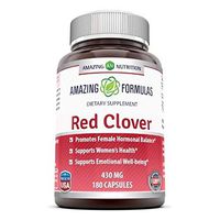 Amazing Formulas Red Clover Dietary Supplement with 430mg Red Clover Blossoms Herb Extract for Relief from PMS & Menopause Symptoms & Overall Hormonal Support -180 Capsules (Non-GMO,Gluten Free)