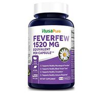 Feverfew 1520mg 200 Vegetarian Caps (Extract 4:1, Non-GMO & Gluten Free) Headache & Migraine Relief, Reduces Inflammation, Relieves Cold, Spasms & Pains