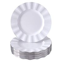 PLASTIC APPETIZER PLATES | 20 pc | Heavy Duty Disposable Dishes | Elegant Fine China Look | Veil - White (8.75”)