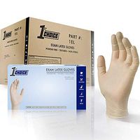 1st Choice Exam Ivory Latex Gloves - Powder Free, Textured, Non-Sterile, 1ELM (Medium - Case of 1000)