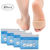 Metatarsal Pads, 4 Pairs Breathable Ball of Foot Cushions, Forefoot Soft Gel Cushioning, Foot Pain Relief Prevent Calluses Blisters for Men and Women (Skin Color, Honeycomb Style)