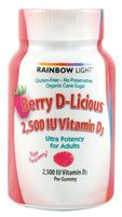 Rainbow Light - Berry D-Licious 2,500 IU Vitamin D3 Gummy - Ultra Potency Vitamin D Supplement Supports Bone and Muscle Strength, Calcium Absorption, and Circulatory Health; Gluten-Free - 50 Count