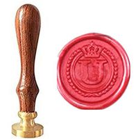 MNYR Vintage Alphabet Letter U Crown Wreath Initial Embossment Wedding Invitations Gift Cards Wax Seal Stamp Stationary Sealing Wax Stamp Wood Handel Set