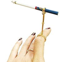 Lady Retro Smoking Ring Holder Small Hand Shelf Cigarette Holder Pipe (Gold, S)