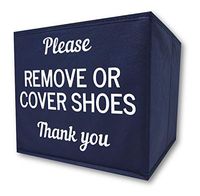 RE Goods Shoe Cover Box | Disposable Shoe Bootie Holder For Realtor Listings and Open Houses | Please Cover or Remove Shoes Bin | Shoe Bootie Box (Blue)