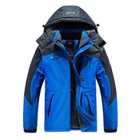 Alvinm Men's Jacket Waterproof with Reversible Warm Fleece Jacket Detachable Hooded Outdoor Snow Coat