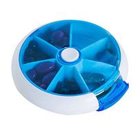 Rely2016 Portable Rotating 7 Day Pill Box Travel Medicine Organizer Round Tablet Storage Container Dispenser (Blue)
