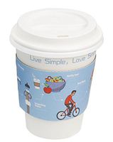 QuaCity Hot Coffee Paper Cups with Travel Lids & Protective Sleeves, Pack of 50 (12 oz, Live Simple)