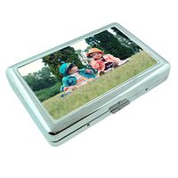 Toddler Humor Em1 Hip Silver Cigarette Case Id Holder Metal Wallet 4" X 2.75" RFID Protection