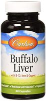 Carlson - Buffalo Liver, with Iron & Copper, Blood Health, Red Blood Cell Production & Optimal Wellness, 60 Capsules