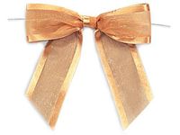GOLD Pre-Tied Sheer BowsOrganza w/ Satin Edge 1-1/2" Ribbon (10 unit, 12 pack per unit.)