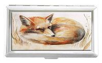 Watercolor Animal Fox Design Unisex Stainless Steel Cigarette Holder Case Protection Credit Business Card Storage Box Pocket/Wallet