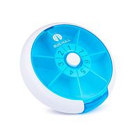 BUG HULL Pill Organizer 7 Day for Travel, Small Weekly Pill Box, Portable Round Pill Case, Daily Medicine Organizer for Vitamins, Fish Oils, Supplements