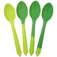 Color Changing Plastic Dessert Spoons - Changes From Neon Green to Solid Green When Cold - Colorful Plastic Spoons - Frozen Dessert Supplies - Made in USA! 100 Count