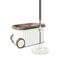 XSJJ Spin Mop Spin Mop, Microfiber Lazy Spin Mop Bucket Floor Cleaning System with On Wheels Floor Mop for Home Commercial Cleaning 360° Spin floor Mop & Bucket Set (Size : 4 heads)