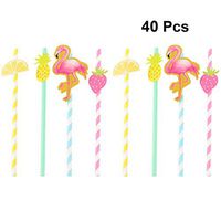 BESTOMZ 40pcs Hawaiian Party Paper Straws Decorative Drinking Straws Hawaiian Theme Decoration