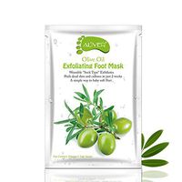 Foot Peel Mask Exfoliant for Soft Feet Natural Olives Papaya Extract Formula Dry Dead Skin Treatment Repair Rough Heels Painless Callus Remover Sock Booties Get Silky Soft Feet (Olives)