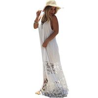Fanyunhan Sexy Women Summer Casual Lace Long Dress Sleeveless Sling Maxi Dress Evening Party Beach Dress White