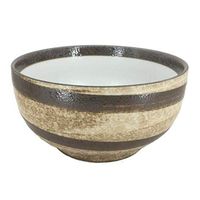 Bowl Bowl New 7 Inch Japanese Ceramic Bowl Noodle Bowl Soup Bowl Rice Bowl Brown Stripe Tableware Home Gift Household tableware, retro bowl