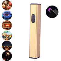 Navpeak Mini Arc Plasma Lighter Rechargeable Windproof USB Thin Electric Lighters for Cigarette Candle BBQ Stove Kitchen (Gold)