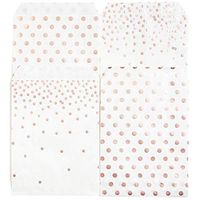 Juvale 100-Pack Rose Gold Foil Dots Paper Party Favor Treat Bags for Cookies, Candy Buffet, Bridal Shower & Wedding, 5 x 7.5 Inches