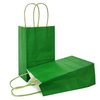 AZOWA Gift Bags Large Kraft Paper Bags with Handles (7.5 x 3.9 x 9.8 in, Green, 12 Pcs)