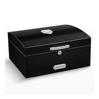Humidors Premier Cigar Sure Seal Carbon Fiber Wrap Large Capacity Cigars Box Desktop Double Layer Cedar Wood Hygrometer Humidifier (Color : A)