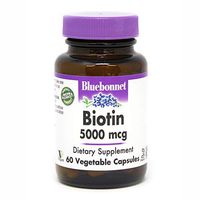 Bluebonnet Nutrition Biotin 5000 Mcg Vegetable Capsules, Biotin is a B Vitamin That Helps Make Keratin, Vegan, Vegetarian, Non GMO, Gluten Free, Soy Free, Milk Free, Kosher, 60 Vegetable Capsules