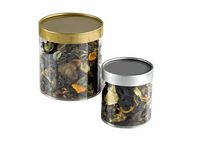 Clear PVC (Soft Plastic) Cylinder Box With Gold Lid 4" x 4" - 6 Count