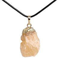 GEM-inside Raw Crude Natural Citrine Quartz Crystal Pendant 1.41" Dowsing Chakra Pendulum for Divination Real Stone Reiki Necklaces for Women Energy