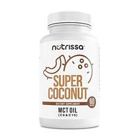 Nutrissa Super Coconut MCT Oil Dietary Supplement - Contains C8 & C10, Boosts Energy & Brain Function, Natural Weight Loss Pill, Organic, Keto-Friendly, 1 Bottle, 60 Softgels