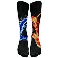 BsadJasda Fire Ice Printed Men's/Women's Comfortable Casual Funny Long Knee High Socks Compression Socks Winter Warm Soccer Socks