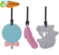 YUDIDA Sensory Chew Necklace for Boys & Girls Chewing Toy Set Cute Silicone Teething Chewy Toys Perfect for Autism, Biting, ADHD, SPD, 3 Pack( Pink, Grey,Blue)