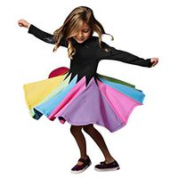 Driuankeji Baby Girls Rainbow Dress Girls Casual Long Sleeve Crewneck Pleated Dress Kids Birthday Party Dresses