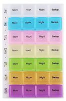 Pill Organizer Box Weekly Case With Snap Lids, Medicine Organizer, Vitamin Organizer, Reminder Daily Am Pm, Day Night Compartments 7 days (28 Compartment)