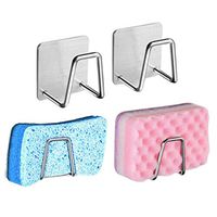 ❤️Ywoow❤️ Sponge Drain Rack, Stainless Steel Kitchen Sponge Holder Brush Soap Dishwashing Liquid Drainer