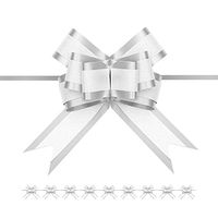 PACKHOME 10 Silver Gift Bows Large, 6.5 inches, Gift Pull Bows for Presents, Gift Bows Bulk for Baskets