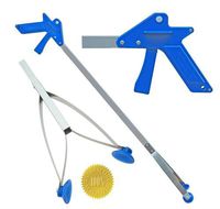 ArcMate EZ Reacher Standard, Indoor Reacher Grabber with 4-Finger Pistol Grip, 5-lb. Pickup Capacity, XL 4.5" Wide Fingers, Nimble Cup Tips, Heat Resistant Food Grade Silicone Tips, Blue, 26" (7986)