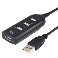 Laptone 4 Port Mini USB 2.0 Hub usb extension adapter For Laptop PC High Speed 480Mbps - Black