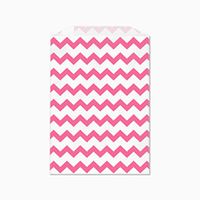Pink Horizontal Stripes Flat Paper Bags 5 X 7 1/2 Inches Set of 25 Bags, Made in USA
