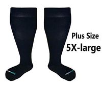 HOYISOX Plus Size Compression Socks 20-30 mmHg for Men and Women, Wide Calf Extra Large 5XL and 4XL (Black Cotton, 5X-Large)