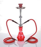 2 hose 21" Yemen Red Hookah Shisha Nargila water glass vase pipes smoke sale