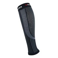 Vital Salveo Recovery Calf Compression Sleeves Made of Innovative Fiber. Fit for Cycling, Running, Travel, Pregnancy, Nurses - Calf Pain Relief-Black with Srtipe-L