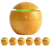 Wood Grain Orb Ultrasonic Essential Oil Diffuser, with LED, USB