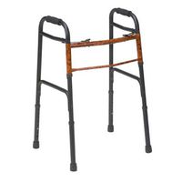 Mabis Two-Button Release Aluminum Folding Walkers w/ Rubber Tips, Black; 2/Carton 500-1044-0200