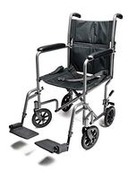 Everest & Jennings Aluminum Transport Wheelchair, Fixed Full Arms & Swingaway Footrests, 19" Seat, Silver Color