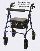 Rollator With 8 Casters Blue With Padded Seat