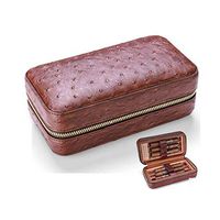 Chenjinxiang01 Cigarette Case, Cigar Humidor Case, Portable Cuban Cigar Box, 3 Sticks, Gift, Crocodile Pattern, Ostrich Skin (Color : Pink, Size : 21136cm)