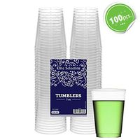 Elite Selection 7 Oz. Clear Disposable Plastic Cups | Perfect Hard Plastic Tumblers Cups for Party, Wedding, Cocktails | Pack of 100